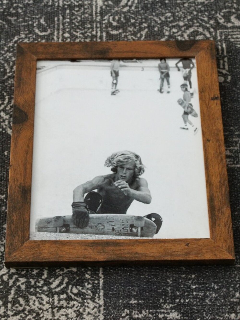 Framed Vintage 70s Skateboarder Pool Skate Black and White Photo Print 8x10